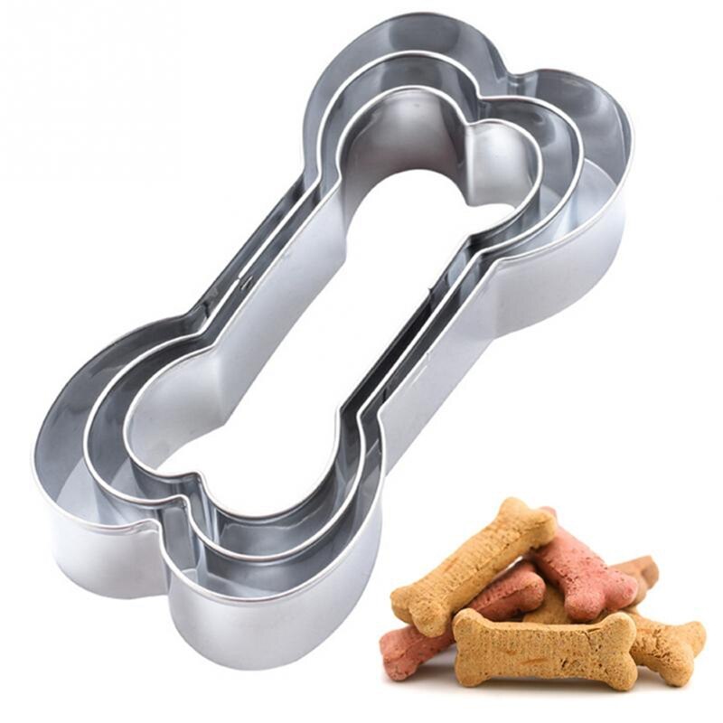 3 Stks/set Hond Bone Vormige Cookie Cutter Rvs Biscuit Mold Diy Bakvormen Fondant Taart Decoratie Gereedschappen Bakvorm