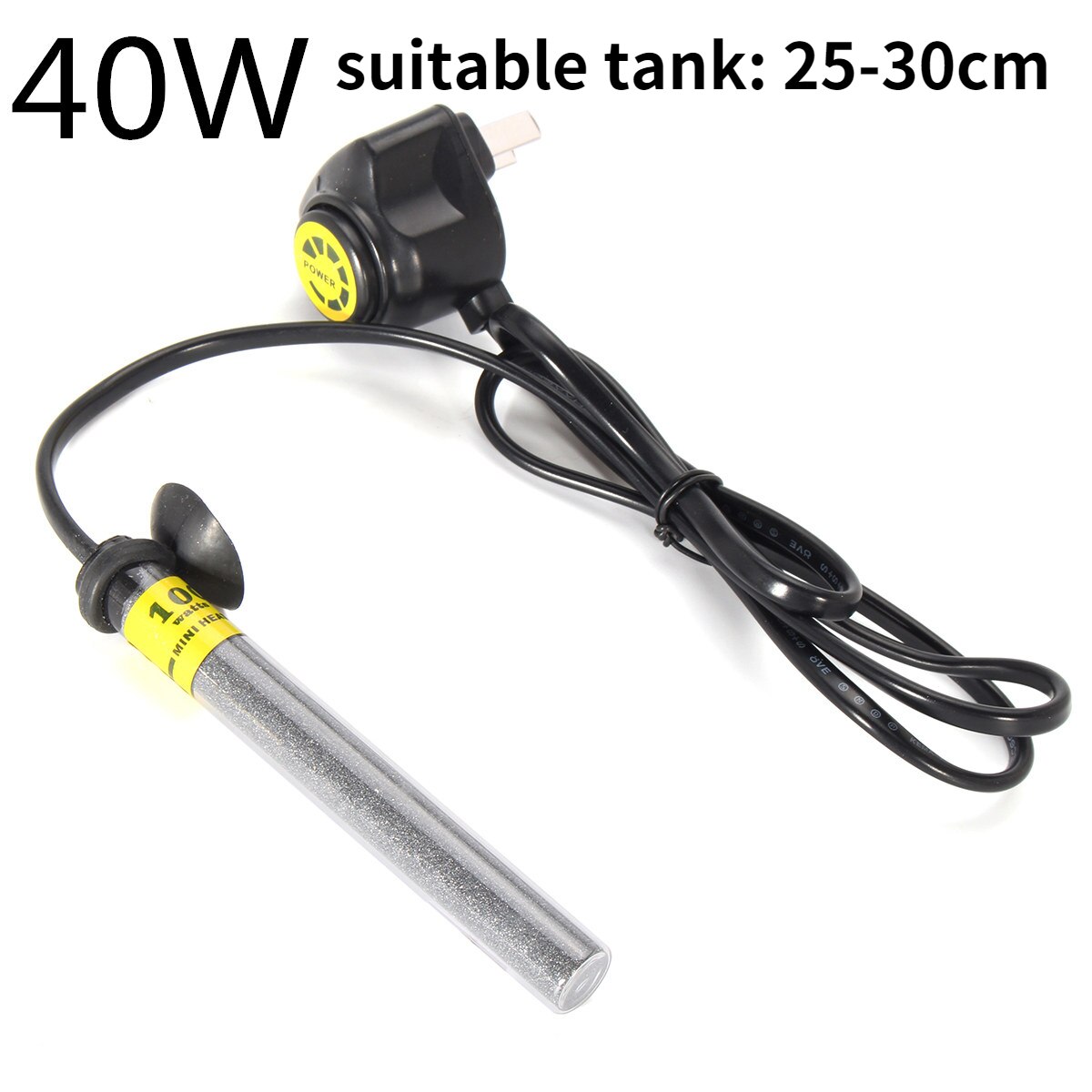 220V mini riscaldatore per acquario regolabile sommergibile tartaruga serbatoio di pesce scaldabagno aste di riscaldamento a temperatura costante dell'acqua 20W-100W: 40W / no copertina
