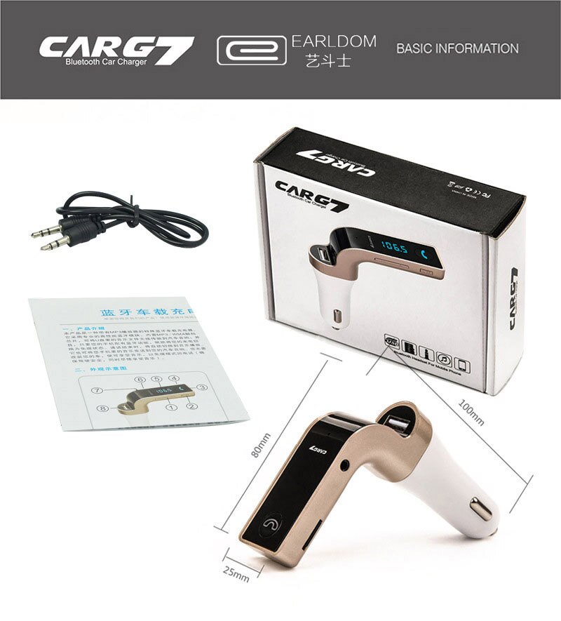 Earldom-cargador USB de teléfono móvil para uso en coche, soporte MP3, tarjeta SD, Bluetooth, manos libres, llamada, Radio FM, emisor de conexión, salida de 5V 2A