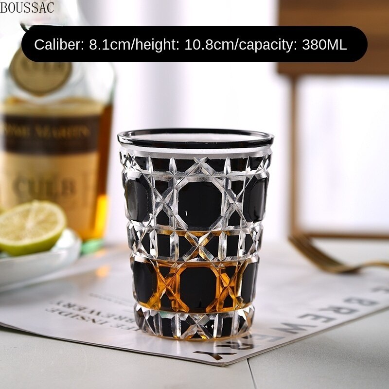 Cristal de celosía de estilo europeo de 380ml, copa de vino de ratán, cristal de cielo estrellado, vaso de whisky, vaso de cóctel