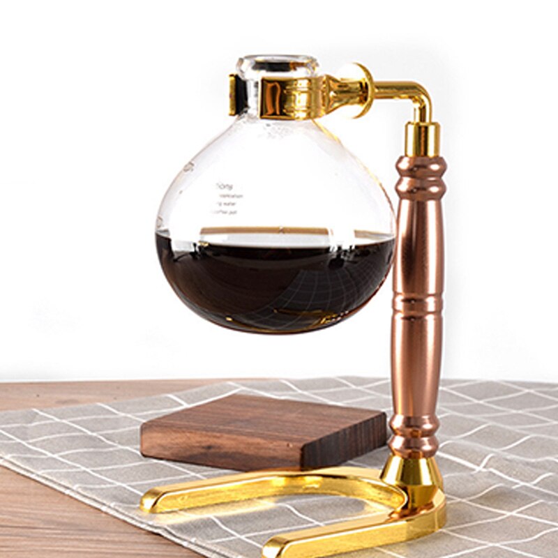Kaffemaskin sifon kaffebryggare te sifonkanna vakuum kaffebryggare glastyp filter 3 koppar guld