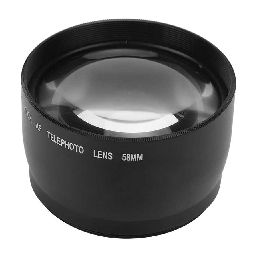 Len peças 58MM 2X filmadoras profissional Da Liga de Alumínio Lente Ampliação Adicional para Todos Os 58MM de Diâmetro Lentes de Câmera