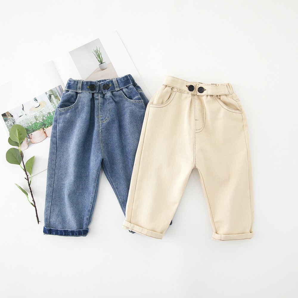 WLG-jeans d'automne pour garçons et filles | Pantalons en denim pour enfants, bleu et beige, à la , pour bébés
