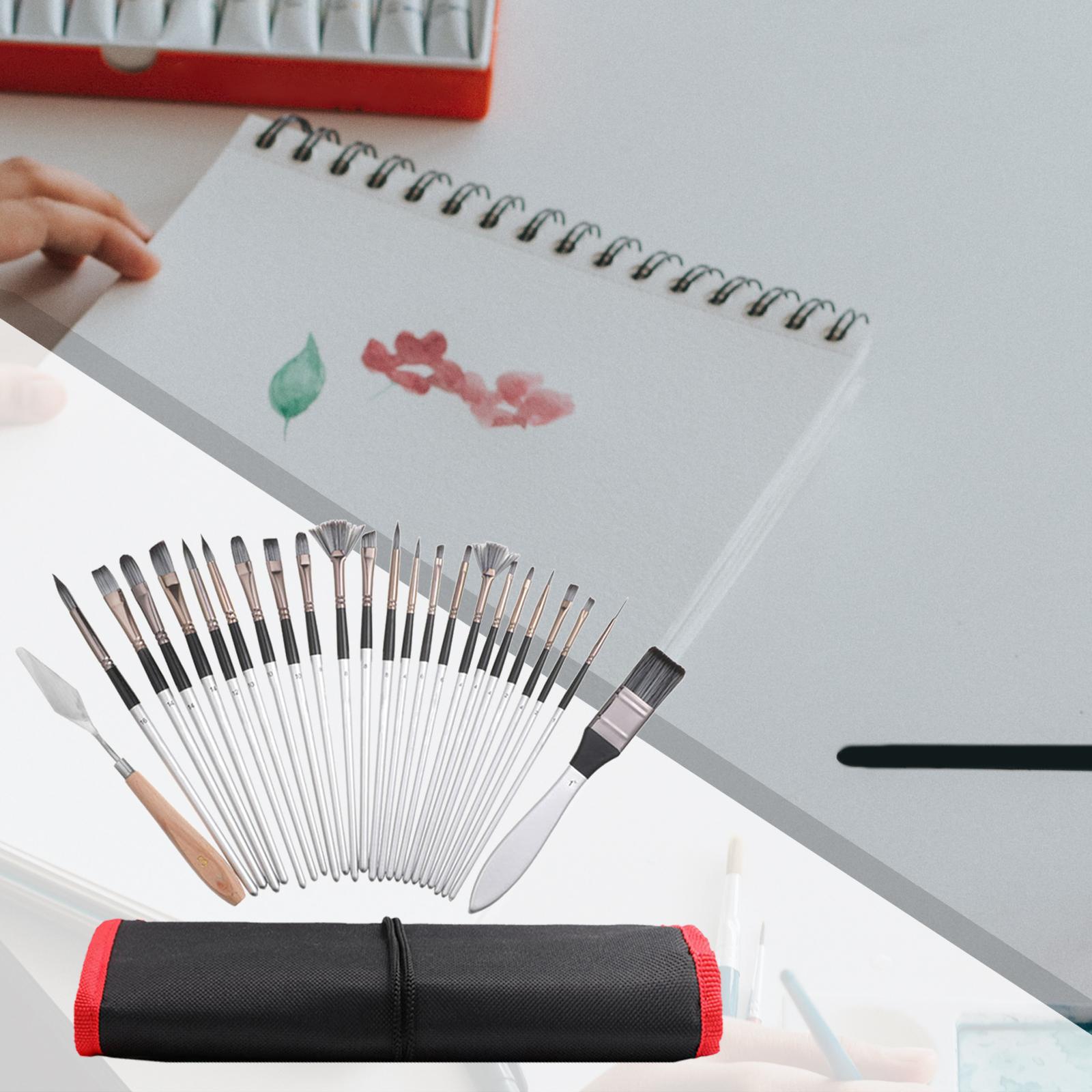 24x Paint Brush Set Watercolor Acrylic Oil Painting Brushes Palette Knives Kids Adults Beginner Pros Detailing Pen Paintbrushes