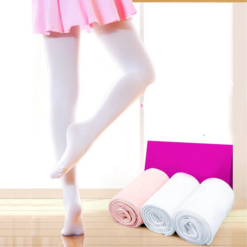 Solid Color Girls Ballet Dance Pantyhose Spring Summer Cotton Elastic Stretch Skinny Girls Stockings Brathable Velvet Tights