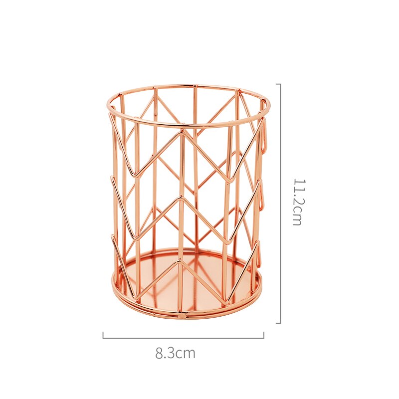 Unique Pen Pencil Holder Makeup Brush Holder Desktop Office Stationery Organizer Cosmetic Brush Storage: w Rose Gold