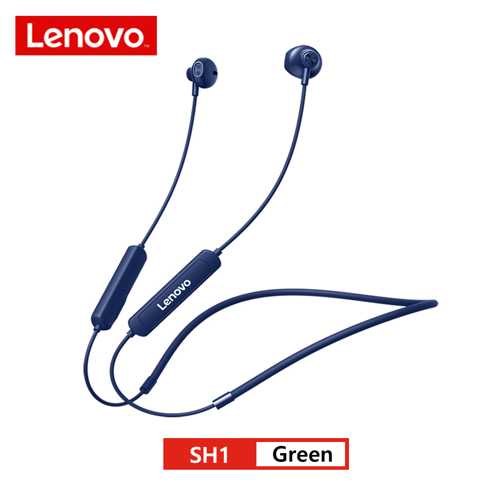 Lenovo SH1 bezprzewodowe słuchawki Bluetooth 5.0 słuchawki z pałąkiem na kark dźwięk HIFI sportowy magnetyczny zestaw słuchawkowy IPX5 wodoodporne słuchawki douszne z mikrofonem: Niebieski