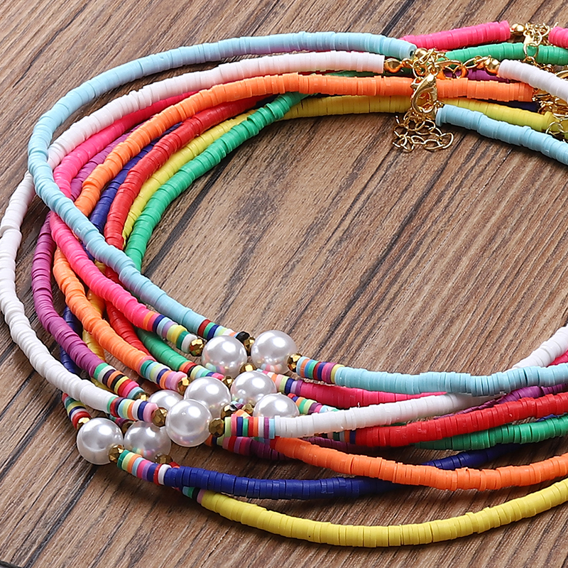 G. YCX Nuevos Bohemios, collares de Gargantilla Heishi con cuentas de vinilo africanas, collar de Vsco chica Lucite, joyería de playa de verano