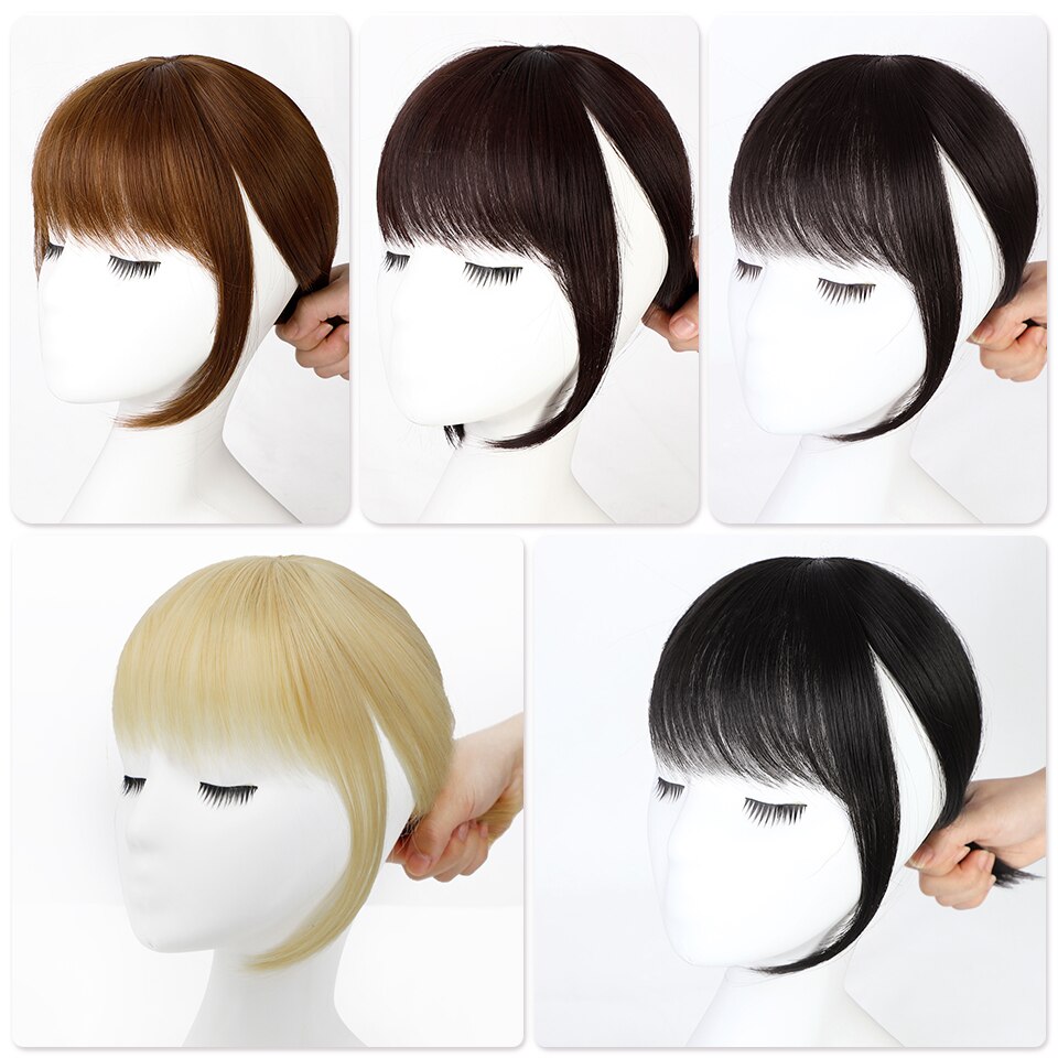 Isaic Dark Brown/Black Synthetic Hair Fringe Clip Bangs Clip In Hair Extension 3D Natural Franch Bangs High Temperature Fiber