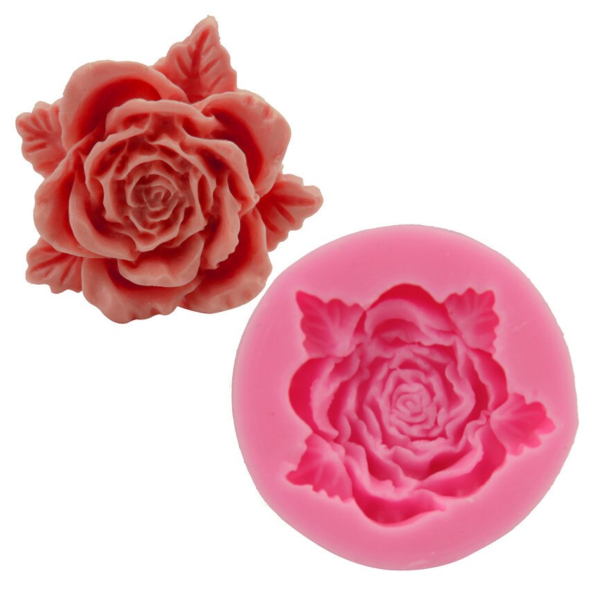 3 st/set rosenblomma silikonformar form kaka tvål form 3d fondant tårta choklad ljus formar lera harts kökstillbehör