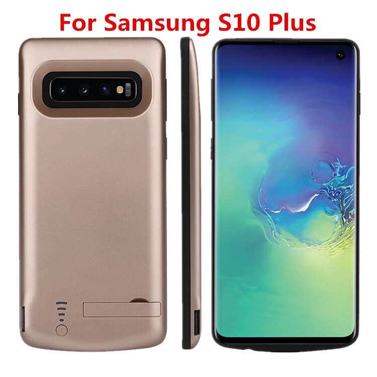 For Samsung Galaxy S10 5G S10 Battery Charger Case 5000mAh Extended Powerbank Case for Samsung S10 S10 Plus Case Stand Bracket: S10 Plus gold