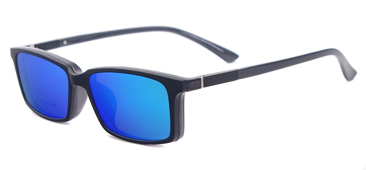 TendaGlasses Lightweight Flexible Rectangular TR90 Men Women Prescription Eyeglass Frame with Polarized Clip On Sunglasses: Gray