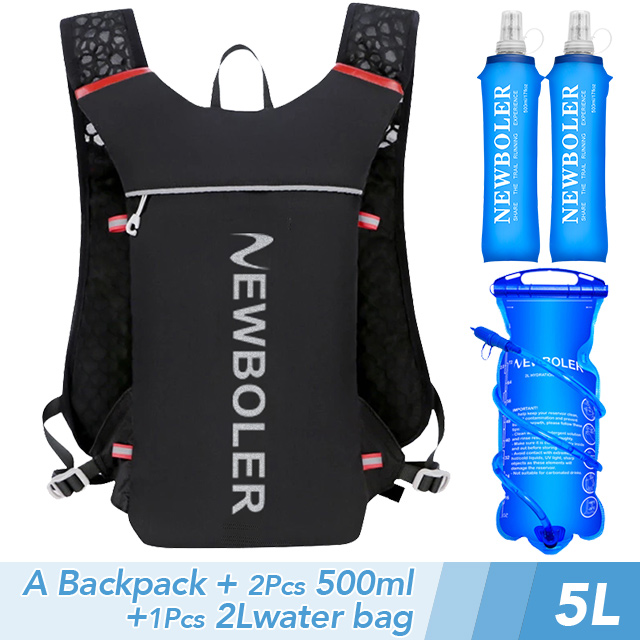 5L Ultraleichter Laufrucksack Laufen Pfad Trinkweste Pack Marathon- Lauffahrrad Rucksack Tasche 500ml 2L Sanft Flasche: grüNe farbe