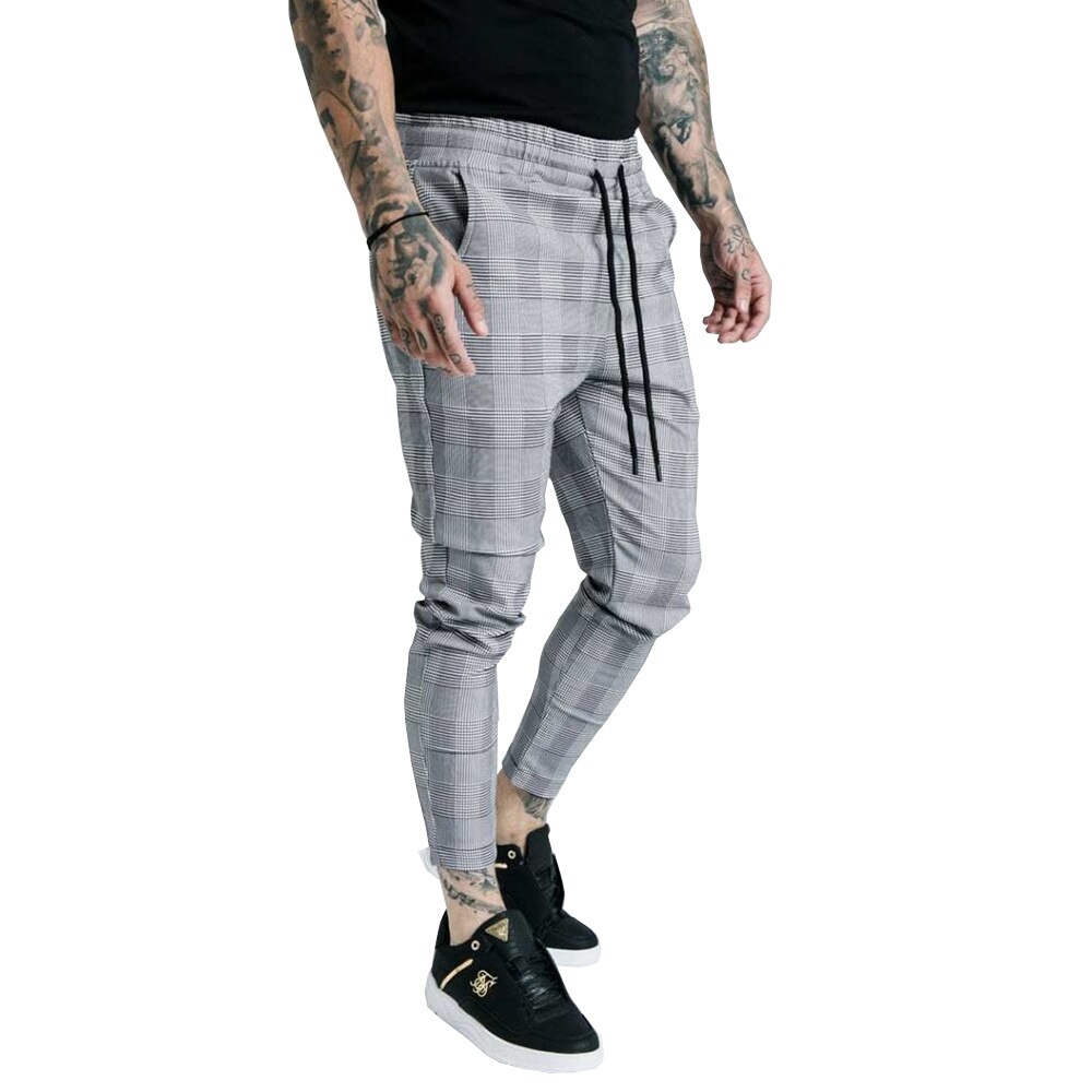 Vapaa-ajan urheilu juoksuhousut slim fit housut koko xxl 3 väriä polyesteri ruudullinen kuvio