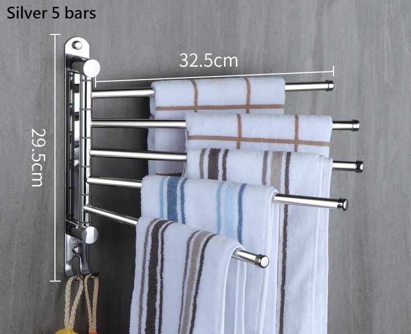 Rotierender Handtuchhalter aus Edelstahl 304, kein Stanzen, Handtuchhalter, Doppelstange, Multi-Stange, Badezimmer-Handtuchhalter, Hängestange