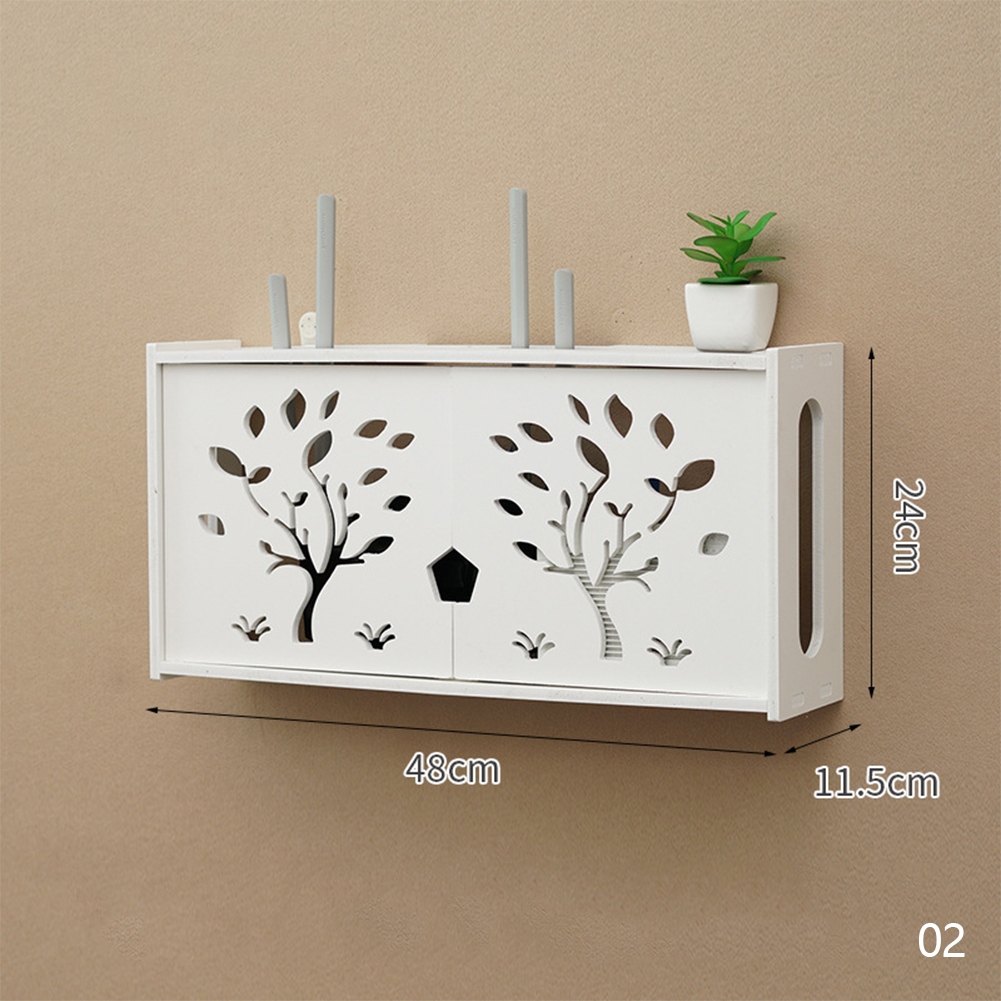 Large Wireless Wifi Router Storage Box PVC panel Shelf Wall Hanging Plug Board Bracket Cable Storage Organizer Home Decor: 02