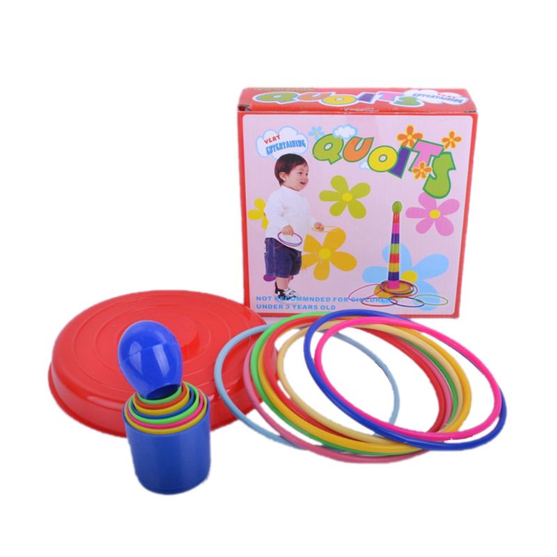 18" Colorful Plastic Sport Ring Toss Game Set for Kids