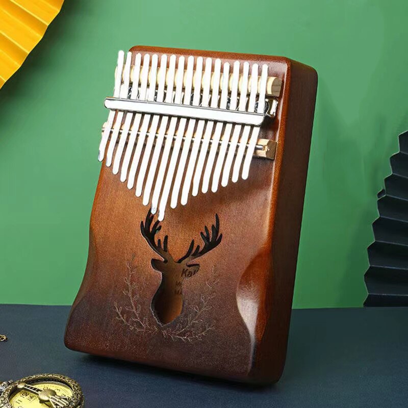 Kalimba-Piano de pulgar de 17 teclas, instrumento Musical de madera de caoba de , cuerpo Mbira, máquina de Teclado de África