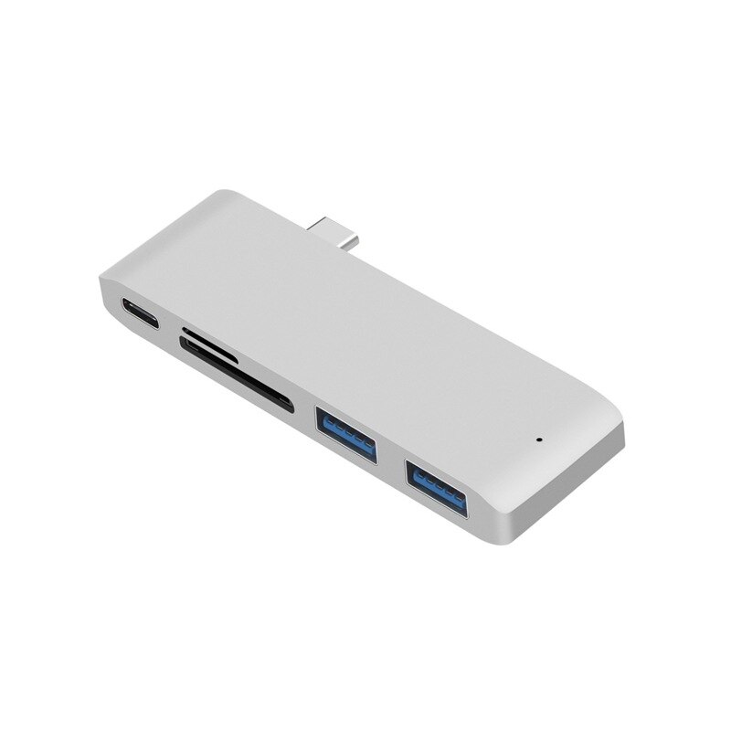Basix usb type c hub til macbook 12 tommer usb-c dock adapter thunderbolt 3 med micro sd/tf læser slot til mac bookpro usb c hub: Sølv