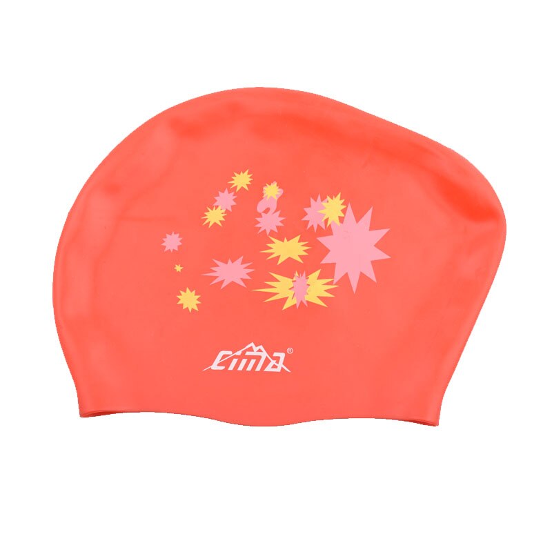 Gorro de natación de silicona para mujer, gorro de baño de pelo largo Extra grande, impermeable, con copa de oreja, protege las gorras de natación elásticas: Red