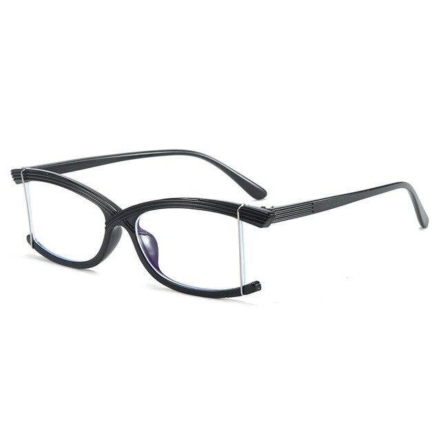 Imwete-gafas irregulares con montura para hombre y mujer, lentes ópticas con luz azul, sin montura, transparentes,: Black