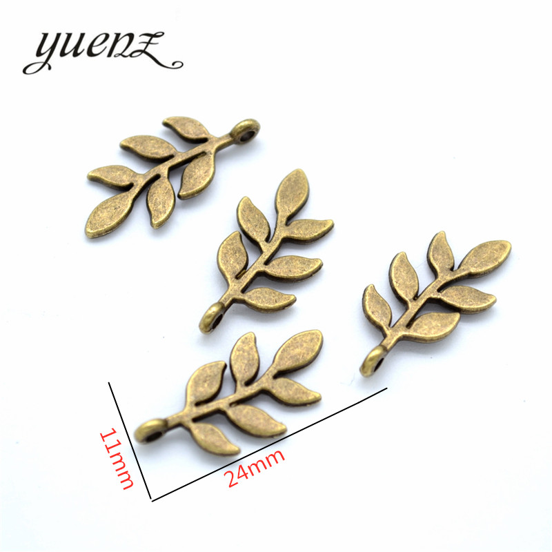 YuenZ 15 pièces Antique argent plaqué arbre feuille pendentif à breloques: bricolage pour bracelet collier 24*11mm Q378