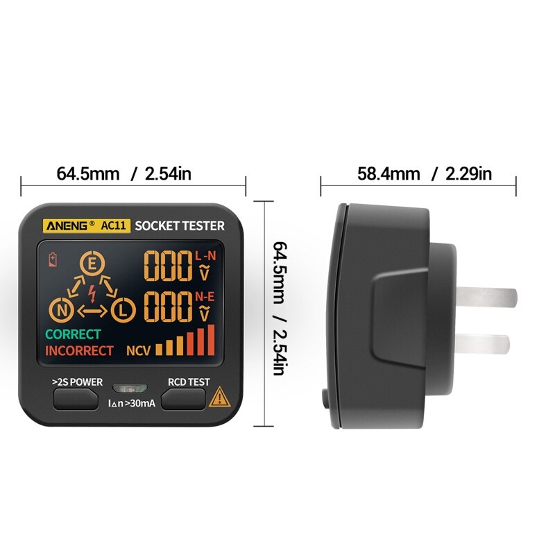AC11 Electrical Leakage Detector Socket Tester Ground Wire Zero Line Live Wire Phase RCD NCV Checker Australia AU Plug