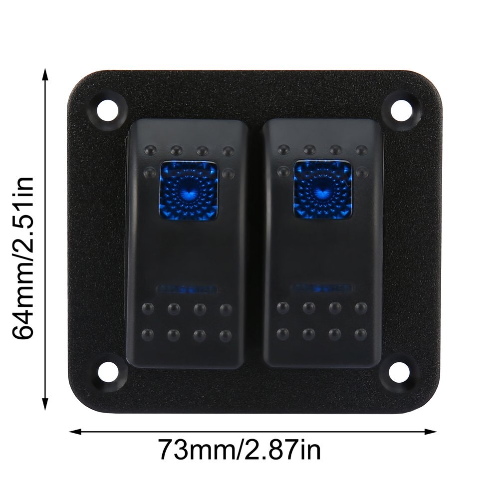 DC 12V 24V 2 Gang Rocker Switch Panel Dual LED Waterproof Rocker Switch Control Panel Circuit Breaker for Car Marine Boat