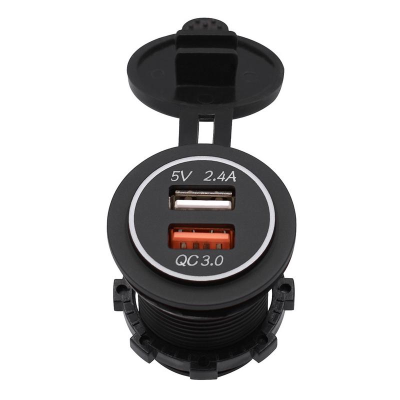 Auto snellader  qc 3.0 dubbele usb-lader met twee blauwe aansluitingen