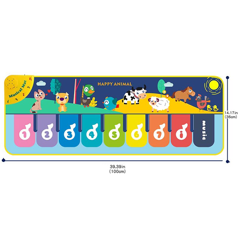 Tapete de Piano para bebé, tapete de teclado Musical, instrumento electrónico de música, alfombra de baile, juguetes educativos para niños pequeños, de navidad: C 100X36CM