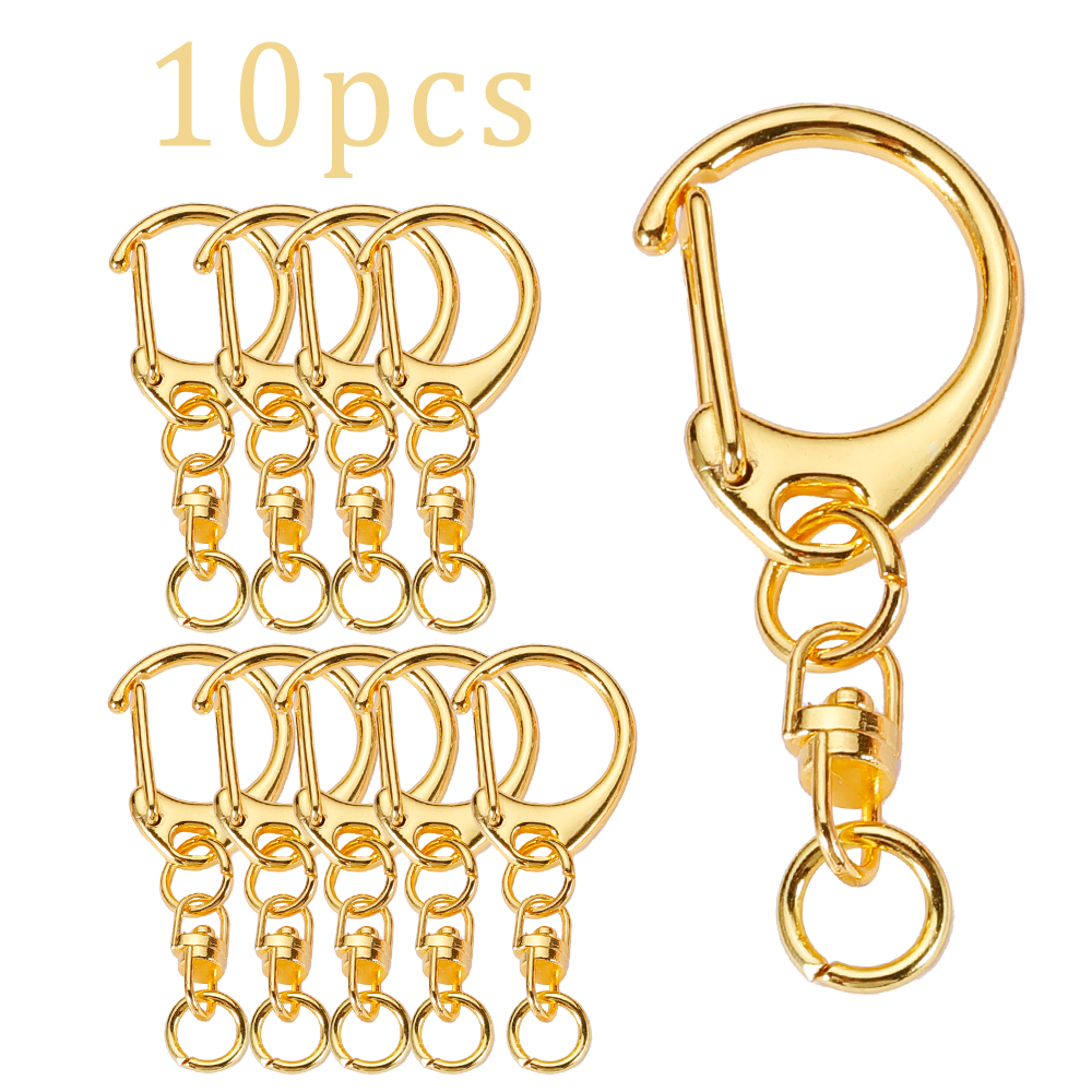 10 stuks C-gesp draaisluiting sleutelhanger 8 vorm sleutelhanger sleutelhanger ring metalen haken clip kleine sluitingen sieraden maken: Black
