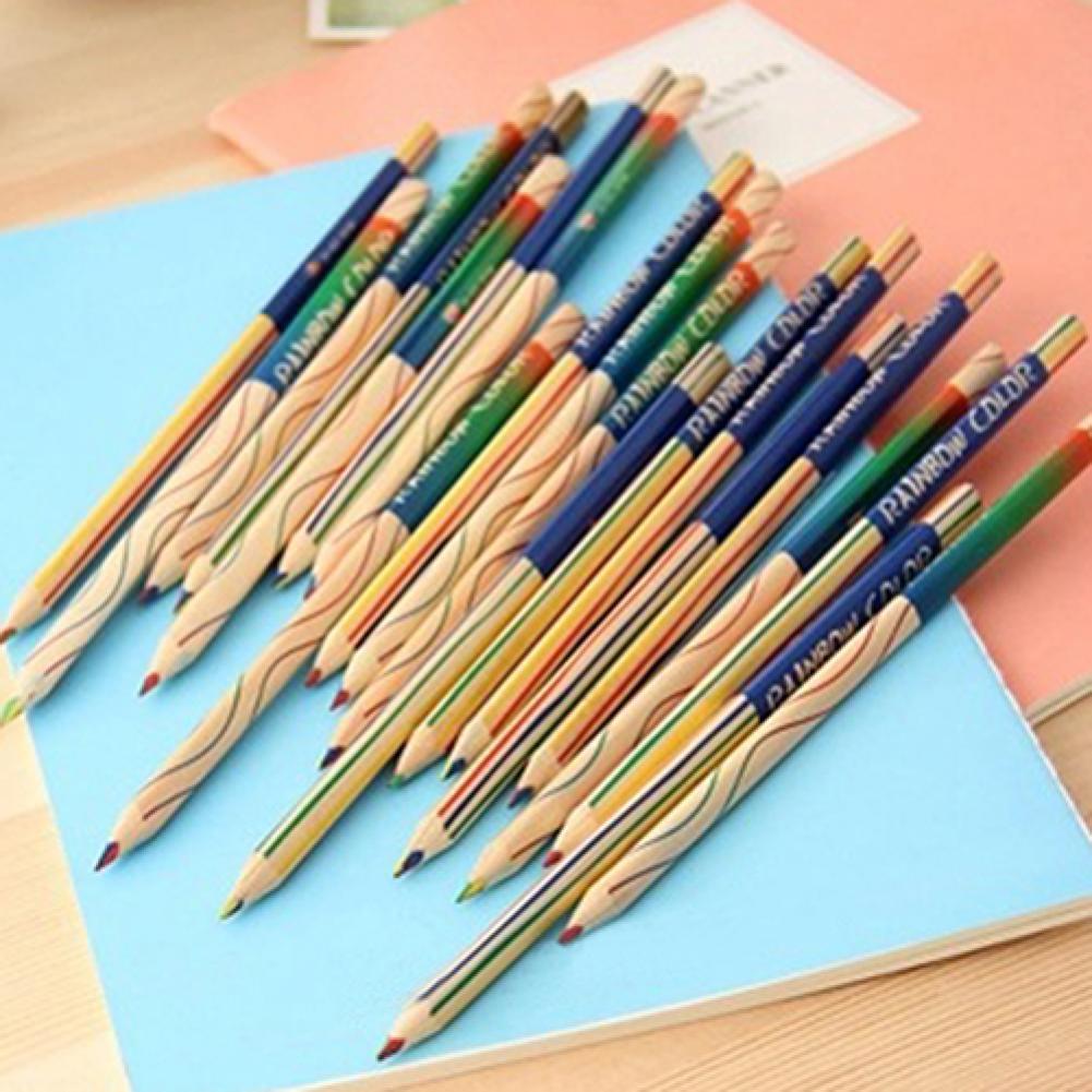Pencils 10Pcs/Lot Rainbow Color Pencil 4 In 1 Colored Pencils for Drawing Stationery Office School Supplies