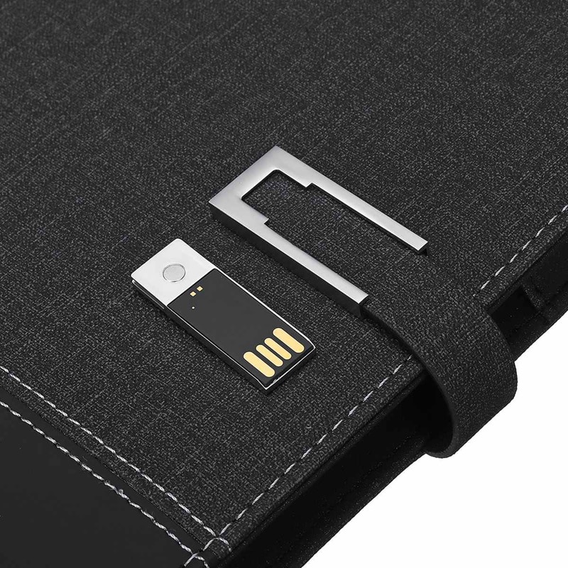 Aaaj-qi trådløs opladningsnota bog power bank notesbog multifunktionel 8000 mah power bank bindemiddel spiral dagbog bog + usb flash di