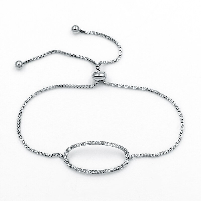 Baiduqiandu ovale vorm kubieke zirkonia kristal cz zirkonia verstelbare trouwarmband: Verzilverd