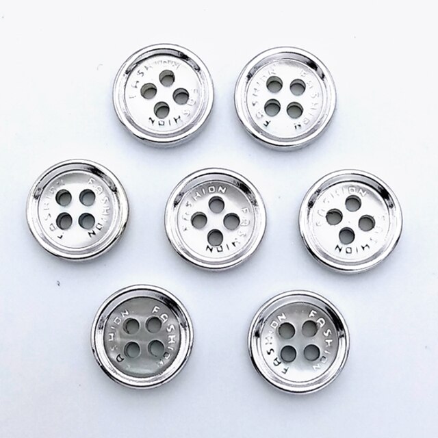 HL-Botones de camisa para hombre y mujer, botones galvanizados de resina con borde dorado, 4 agujeros, accesorios de costura para ropa DIY, 11,5mm, 50 piezas: 10