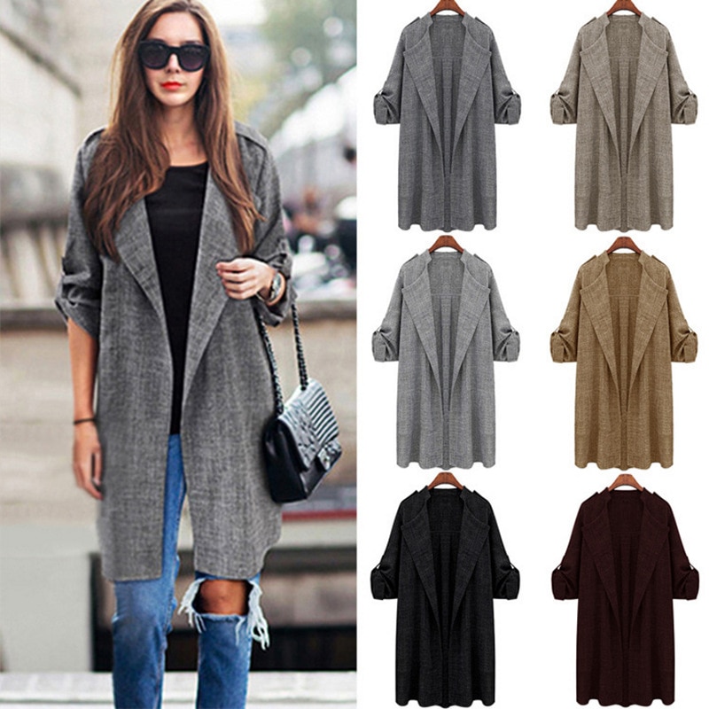 femmes veste ouverte devant manteau longue cape coupe-vent pardessus printemps automne cascade Cardigan dame Blusas chaqueta mujer