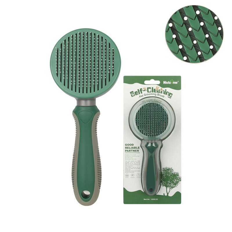 Cat Comb Self Cleaning Slicker Pet Brushes for Dogs Cats Removes Undercoat Tangled Pet Hair Massages Comb Cat Accessories: Green(Fine needle)