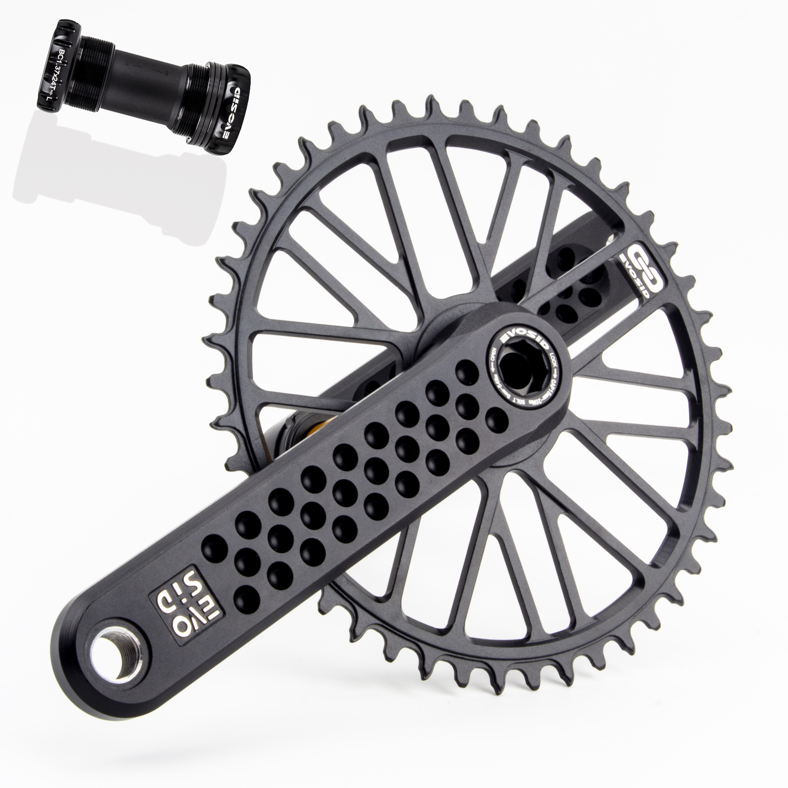 EVOSID-platos y bielas de carretera, manivela hueca de 165/170/175mm, plato integrado de 11/12 velocidades, 40/42/44/46/48/50T, manivela de bicicleta de montaje directo: Gris oscuro / 170mm