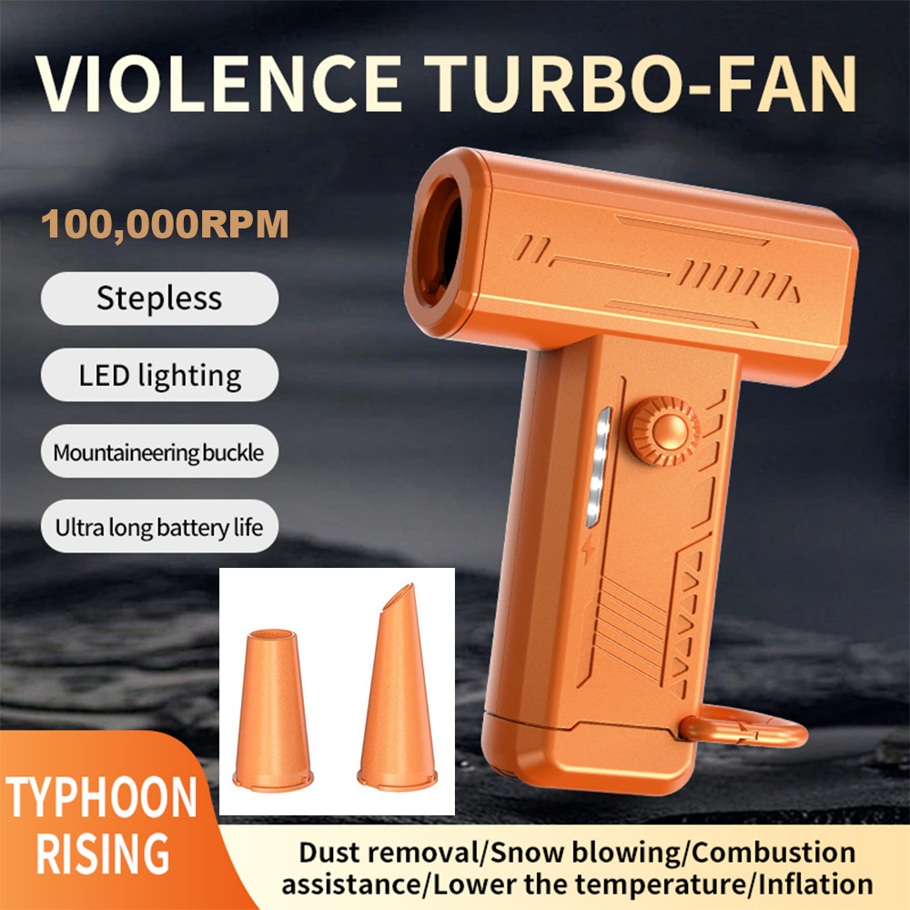 100000RPM Electric Air Blower with 2 Magnetic Nozzles Powerful Air Duster Car Dryer Brushless Motor Handheld Turbo Jet Fan