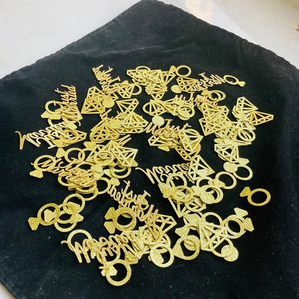 Gold Diamond Ring Paper Confetti Toss Wedding Table Confetti Glitter for Bridal Shower Engagement Party Table Scatter Decoration