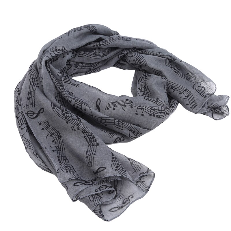 Speciale prijs dames muzieknoot chiffon halssjaal sjaal sjaals lange schoonheid dames sjaal zwart/wit/khaki: Grijs