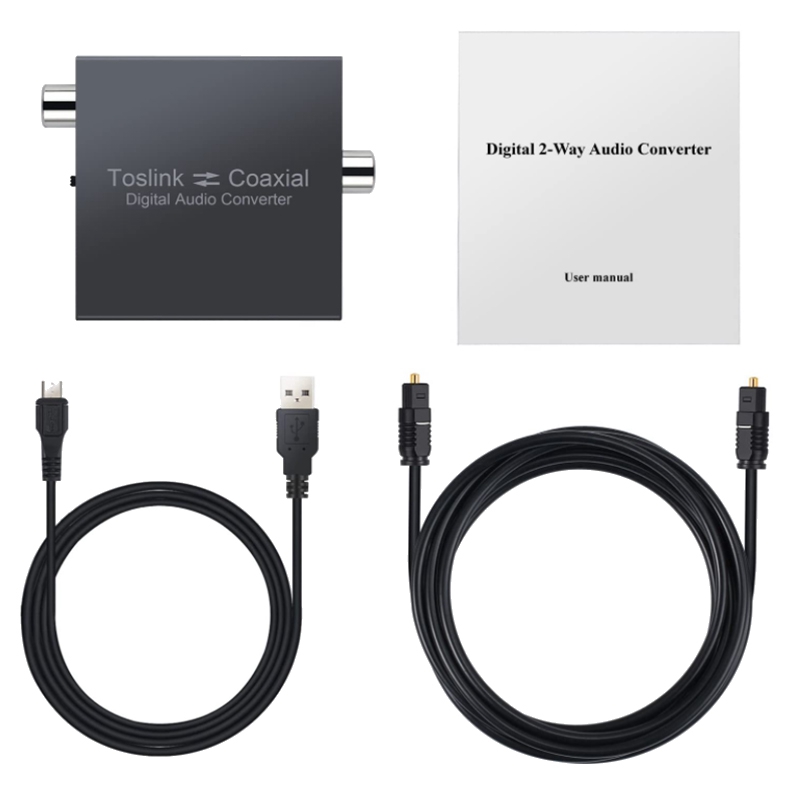 Digital Coaxial to Optical SPDIF Toslink Converter Support DTS/Dolby-AC3 192KHz Bi-Directional Digital Audio Converter
