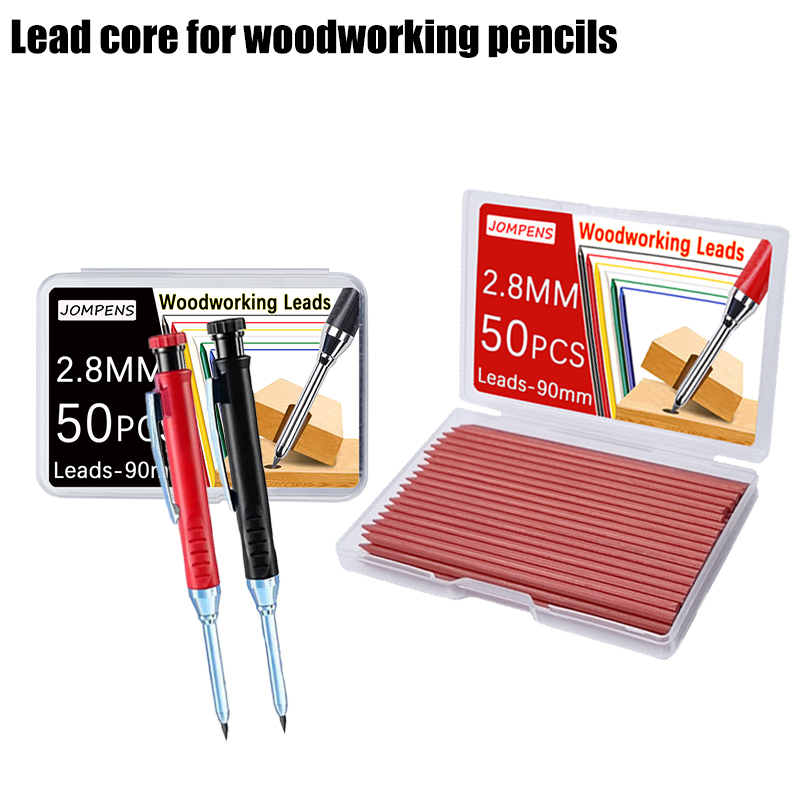 50 Uds. Lápiz de carpintero sólido de 2,8mm cables reemplazables, marcado de Agujero profundo pintura arquitectónica carpintería lápiz automático plomo