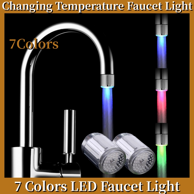 7-Farben-Wasserhahn-Licht mit wechselnder Temperatur, LED-Wasserhahn-Licht mit Adapter, Farbwechsel-Wasserhahn, Küche, Badezimmer, Zubehör