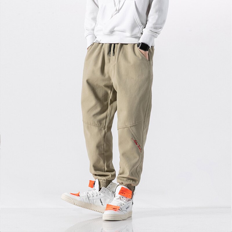 Ke Mannen Broek Sport Plus Fluwelen Verdikking Gewassen Katoen Casual Broek Voor Jonge Mannen Met Borduurwerk