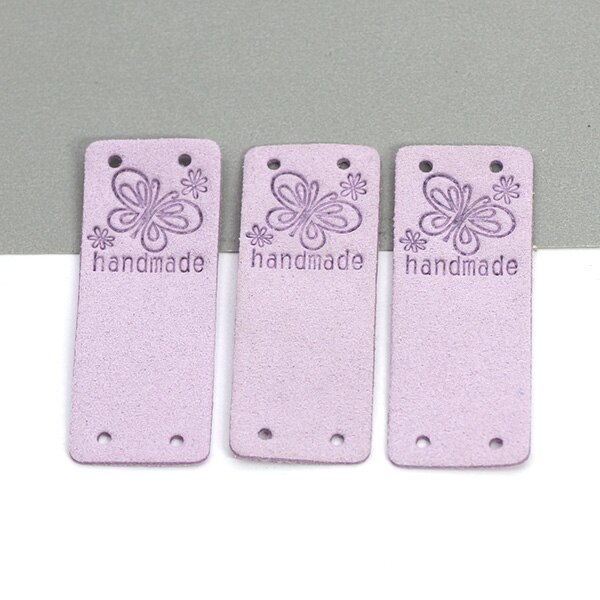 Etichetta fatta a mano farfalla 20 pezzi etichette in pelle per abbigliamento etichette fatte a mano per cucito cappello fai da te accessori per cucire 2x5CM 10 colori: 10