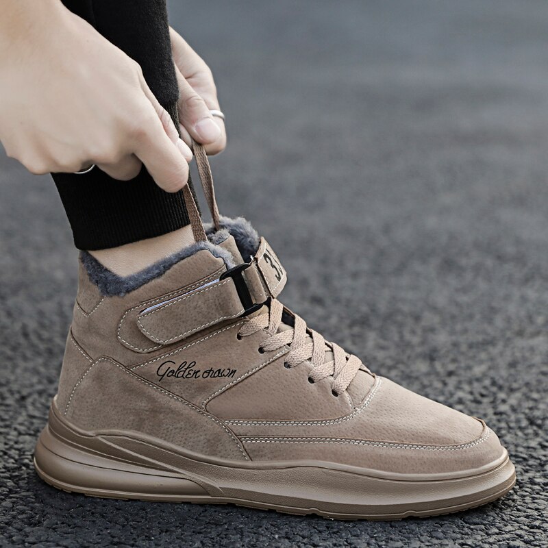 Vinter män skor utomhus promenader sneakers halkfria fritidsskor bomull varma bekväma herr sneakers