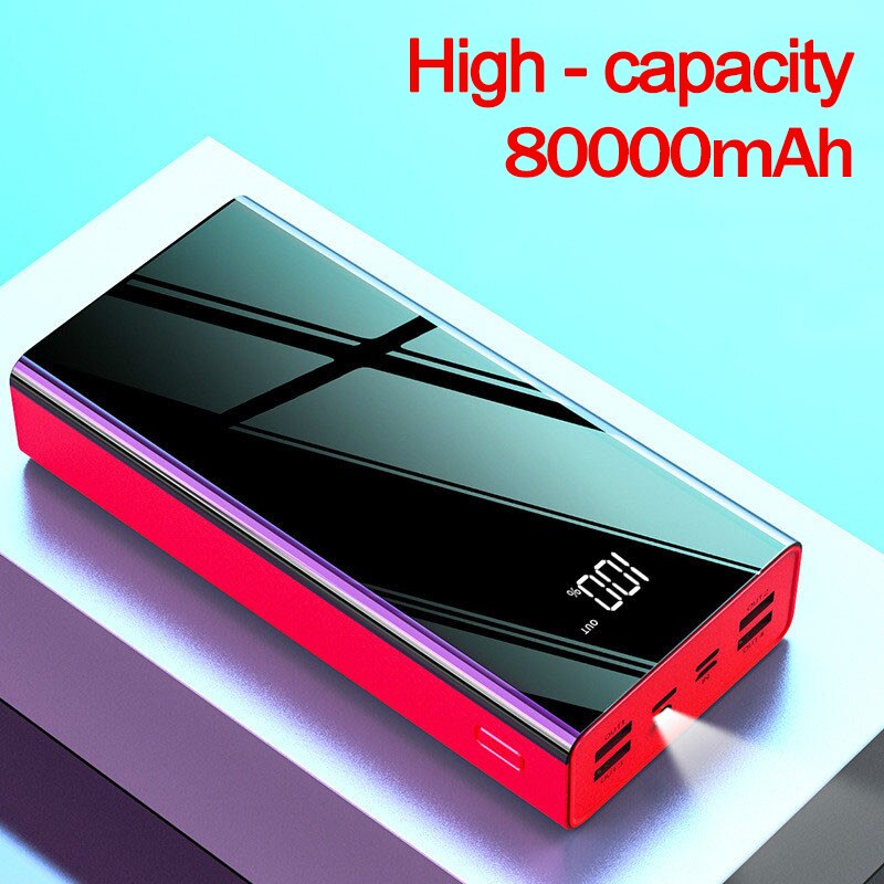 Power Bank 80000 Mah Grote Capaciteit Draagbare Mobiele Telefoon Oplader Lcd Digitale Display 4 Usb Powerbank Voor Samsung Xiaomi iphone