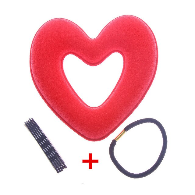 Tiaras bonitas en forma de corazón para mujer y niña, herramienta de peinado para el cabello, cabeza de esponja, albóndigas, anillo para hacer moños, Donut, 1 unidad,