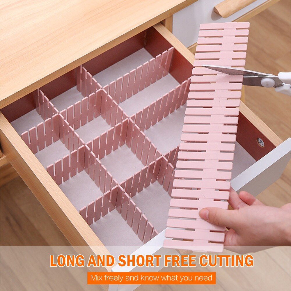 4pcs Drawer Divider Adjustable Plastic Free Combination Partition Storage Shelves Organizer Underwear Socks Makeup Clapboard